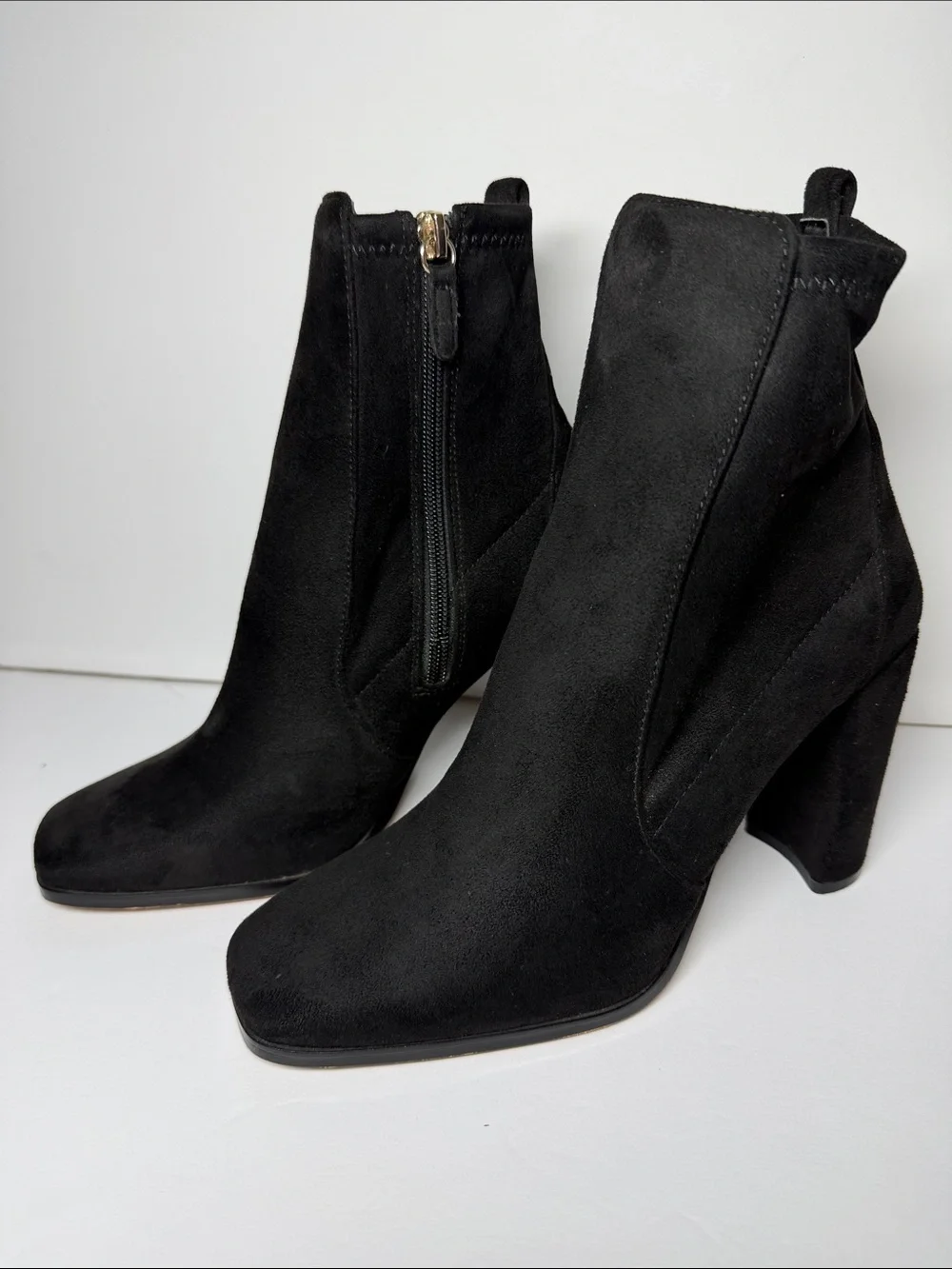 ALDO Black Suede Block Heel Ankle Boots - Women's Size 8 (4